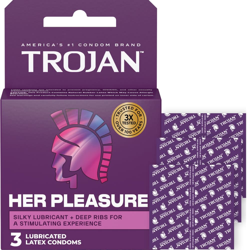 Trojan Her Pleasure Lubricant Latex Condoms (3 ct)