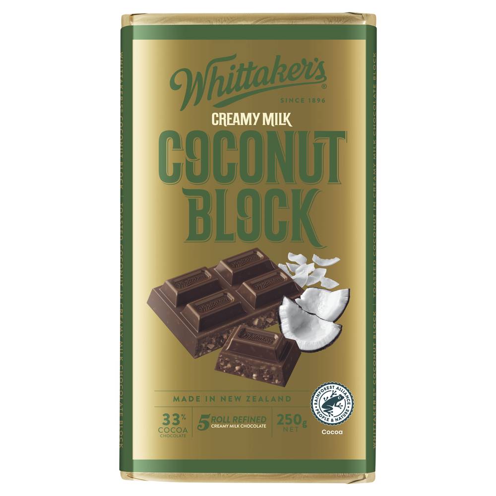 Whittaker's Creamy Milk Chocolate Bar, Coconut Block (250g)