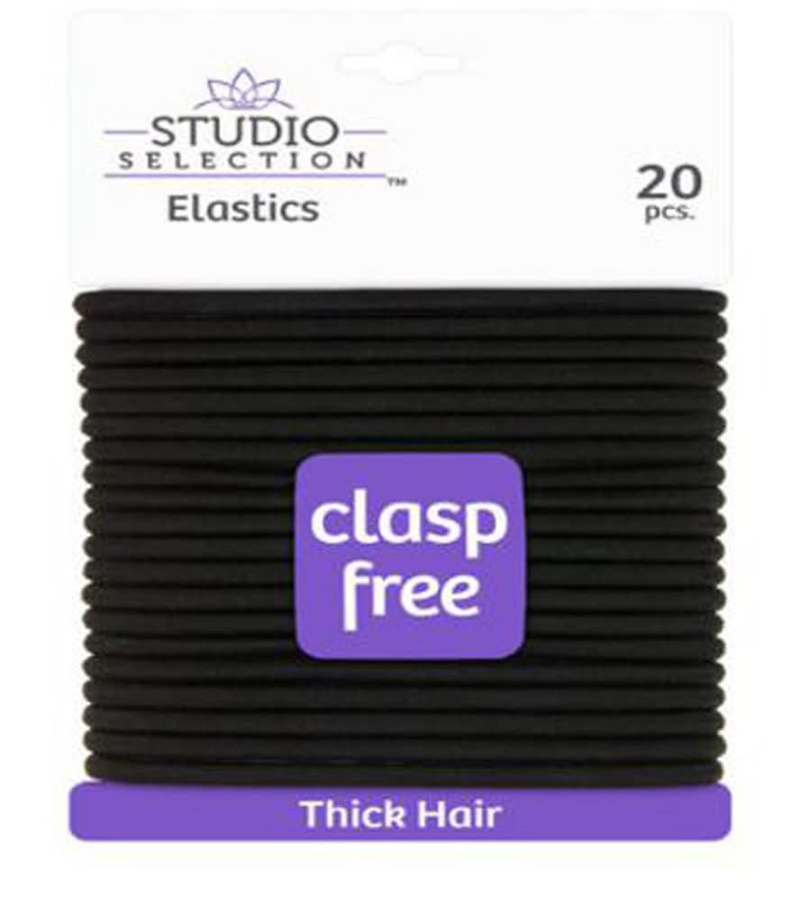 Studio Selection Black Elastics Hair Ties For Thick Hair 20 Pc