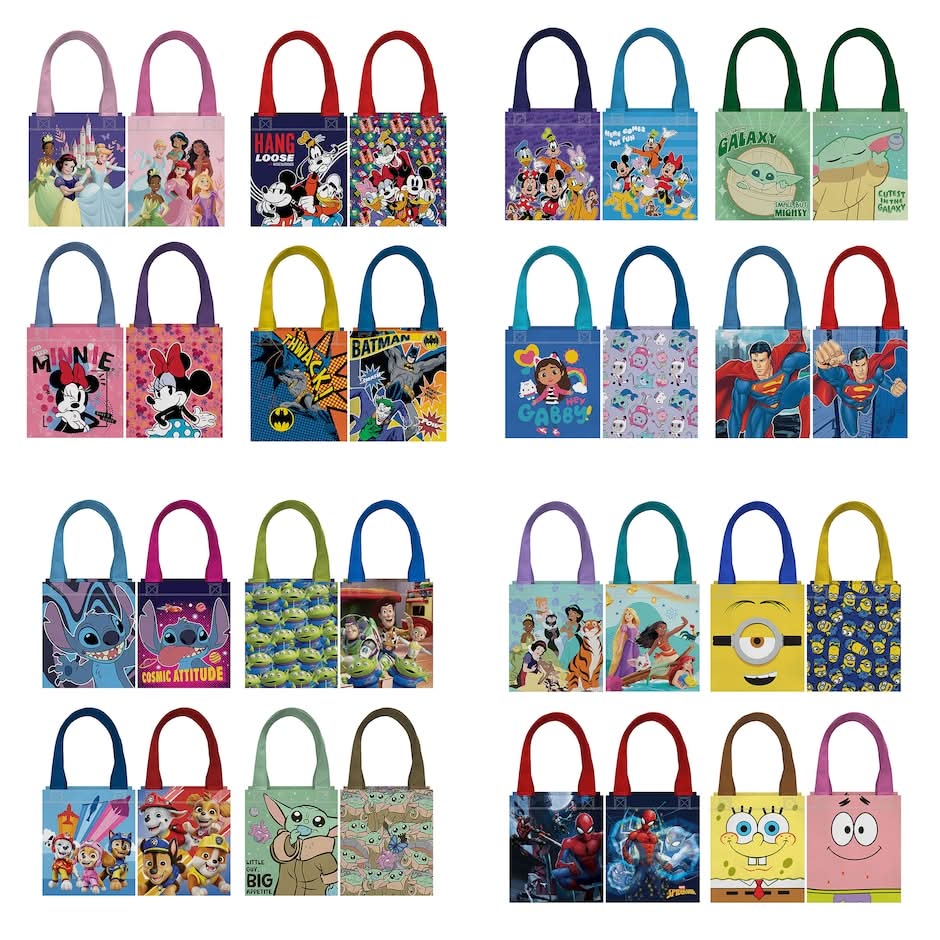 Licensed Character Tote Bags, Assorted Characters, 2-pc Pack.