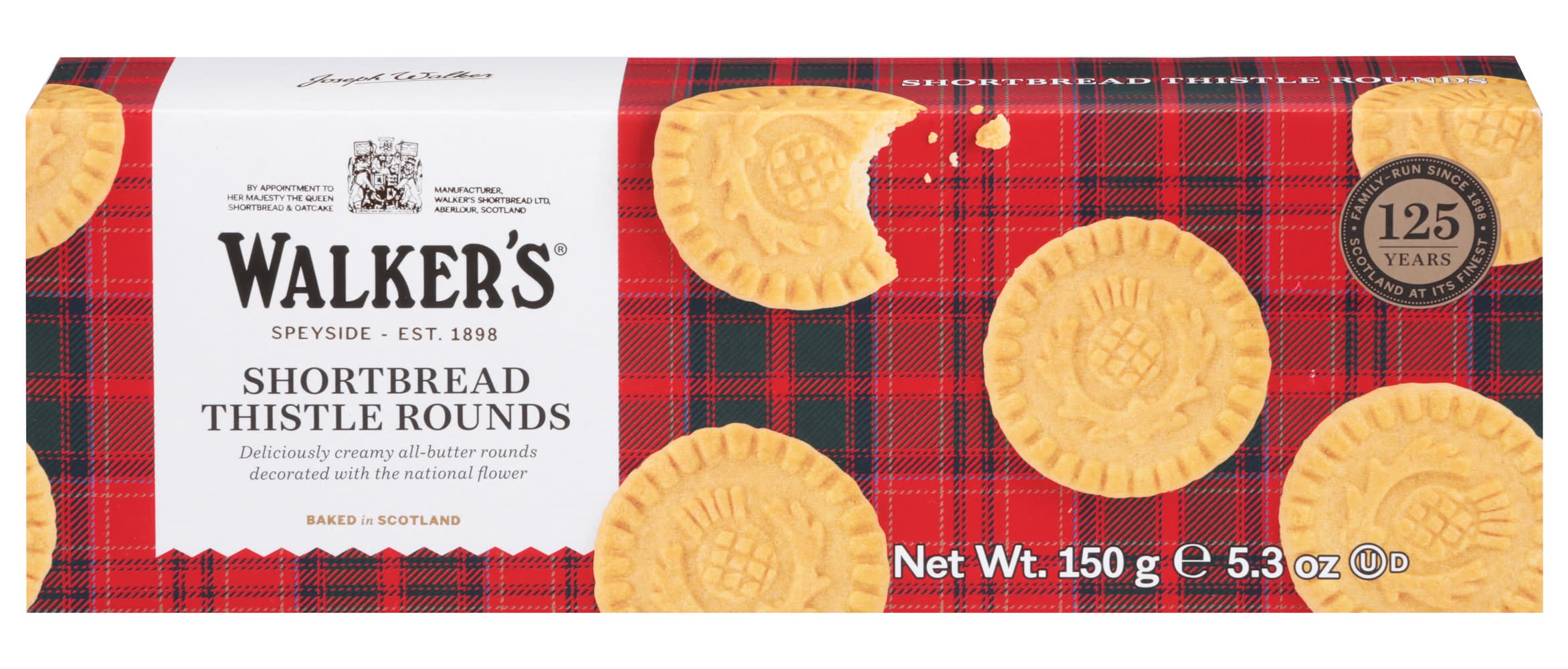 Walkers Shortbread Thistle Rounds Cookies, Butter (150 g)