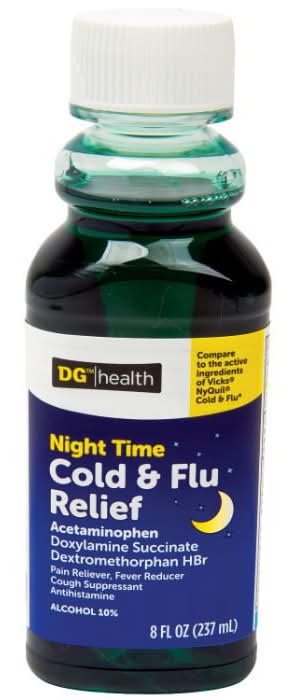 Dg Health Night Time Cold & Flu Relief Liquid Original 8 Fl Oz