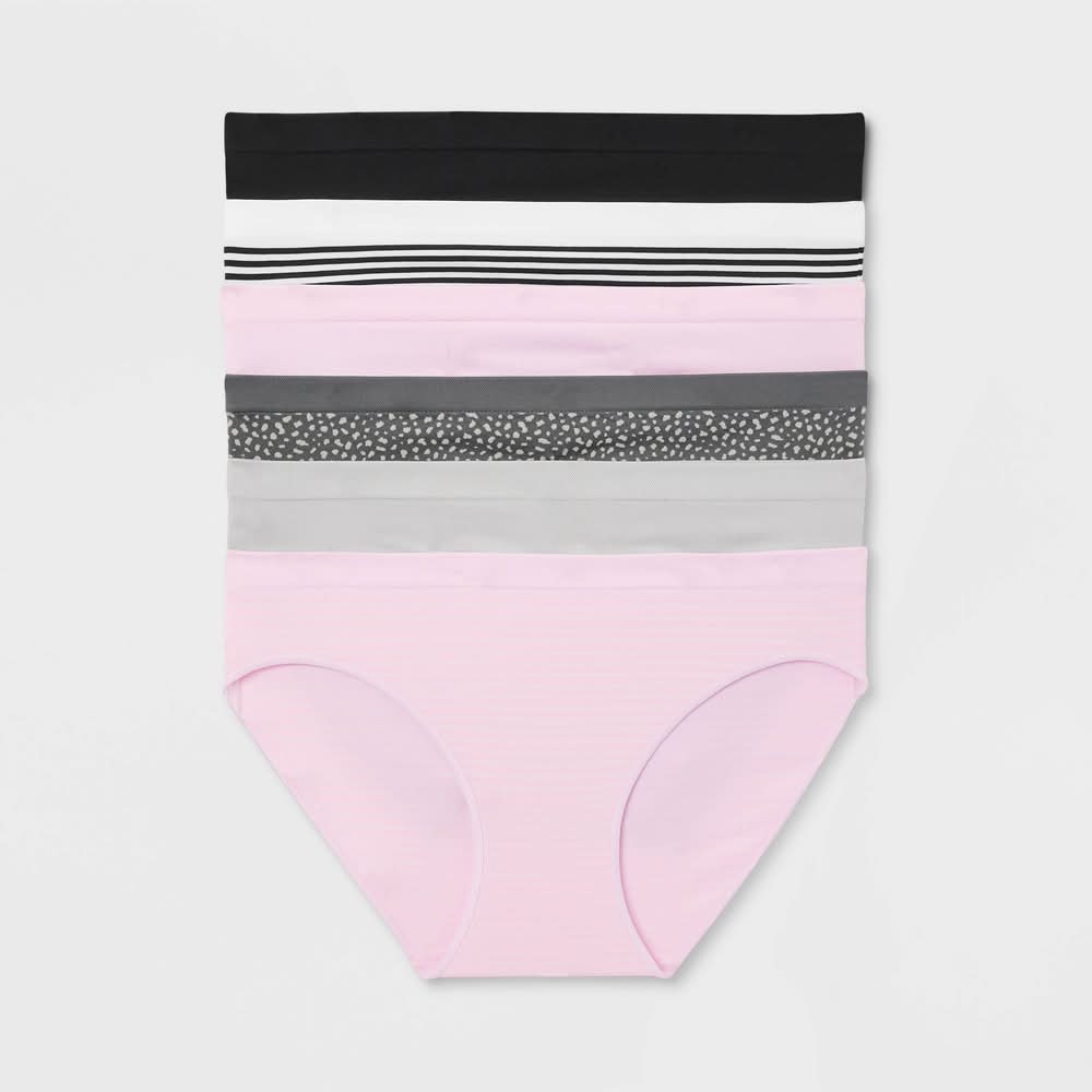 Auden Seamless Bikini Underwear, Women, M, Assorted (6 ct)