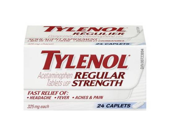 Tylenol · Comprimés réguliers 325 mg - Regular strength caplets 325 mg (24 units)