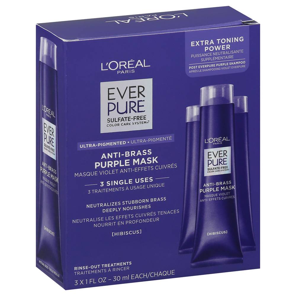 L'oreal Everpure Hibiscus Anti-Brass Purple Mask (3 ct)