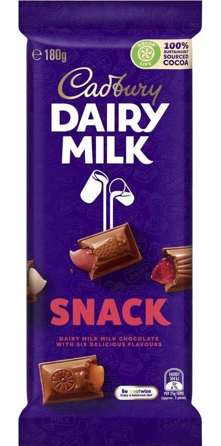 Cadbury Dairy Milk Snack Chocolate Block 180g