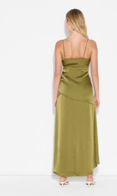 wild fable satin wrap dress Women's Flutter Sleeve Satin Cap Maxi Bodycon Dress