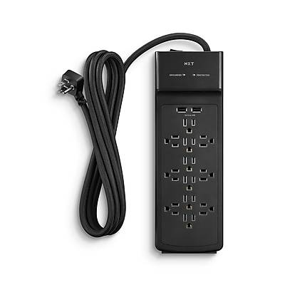 NXT Technologies™ 12-Outlet 2 USB Surge Protector, 8' Braided Cord, 3900 Joules (NX54319)