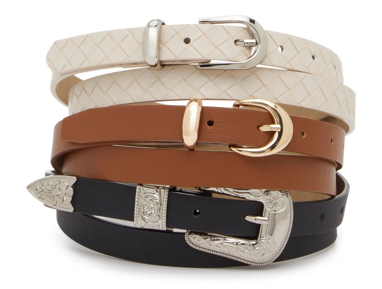 Steve Madden Western 3 For 1 Women'S Belt Set - 3 Pack (Multicolor L)