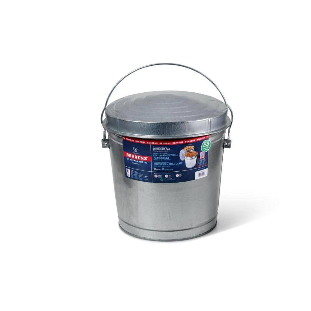 Behrens 10 Gal. Galvanized Steel Locking Lid Storage Can