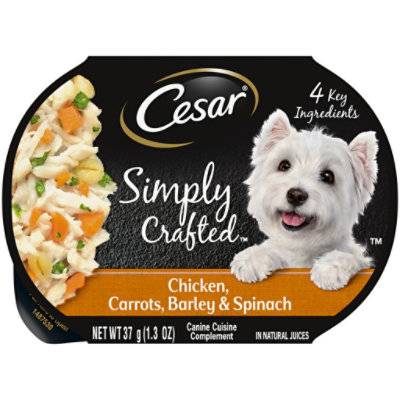 Cesar Simply Crafted Adult Soft Wet Dog Food Meal Topper, Chicken, Carrots, Barley & Spinach (1.3 oz)