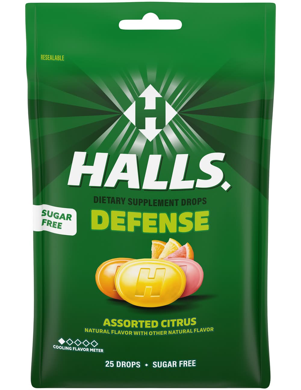 Halls Sugar Free Dietary Supplement Drop, Assorted Citrus (2.73 oz, 25 ct)