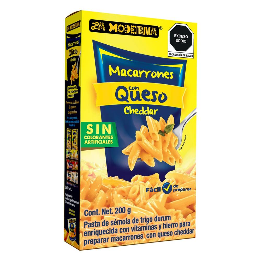 La Moderna · Macarrones de sémola de trigo durum, queso cheddar (200 g)
