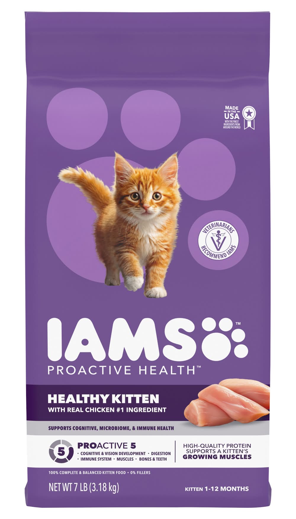 Iams Proactive Health For Kittens Dry Cat Food 1-12 Months, Chicken (7 lbs)