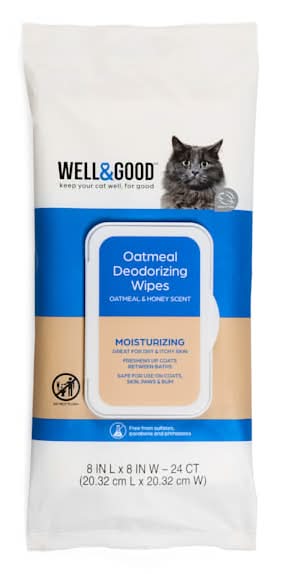 Well & Good Deodorizing Cat Wipes, Oatmeal-Honey (24 ct)