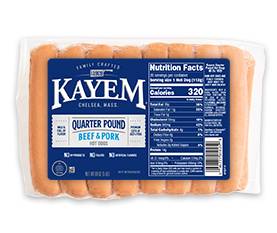 Kayem 4:1 Quarter Pound Hot Dogs 7" w/Premium Cuts of Beef & Pork