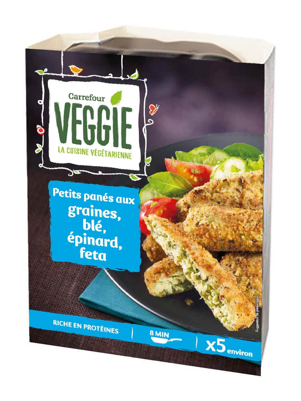 Carrefour Veggie - Petits panés aux graines blé épinard et feta (200g)