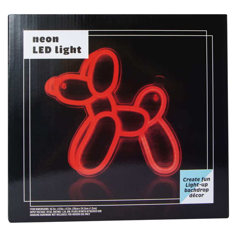 Balloon Dog Neon LED Light 10.2in x 9.6in