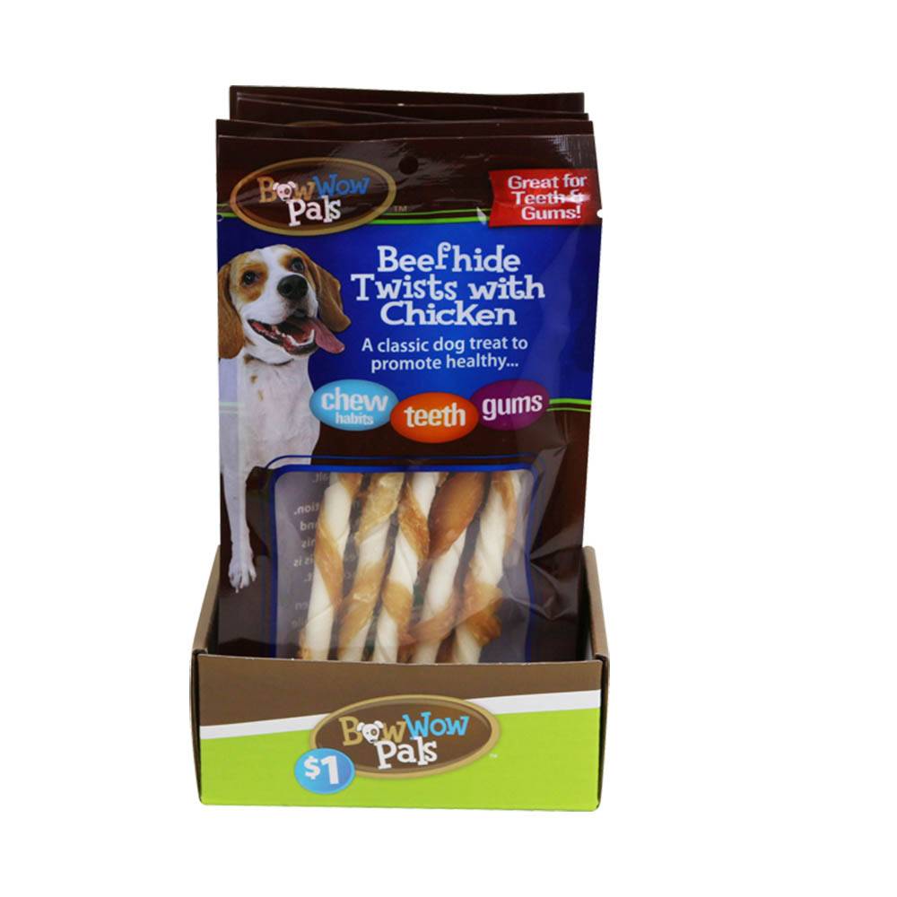 Bow Wow Beefhide Twist with Chicken (5 ct)