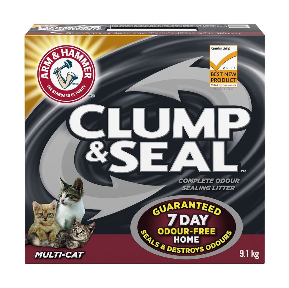 Arm & Hammer Clump & Seal Complete Odour Multi-Cat Clumping Cat Litter, 20 lb