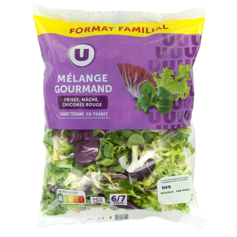 Salade Mélange Gourmand (frisée,mâche,chicorée rouge),  sachet 320g