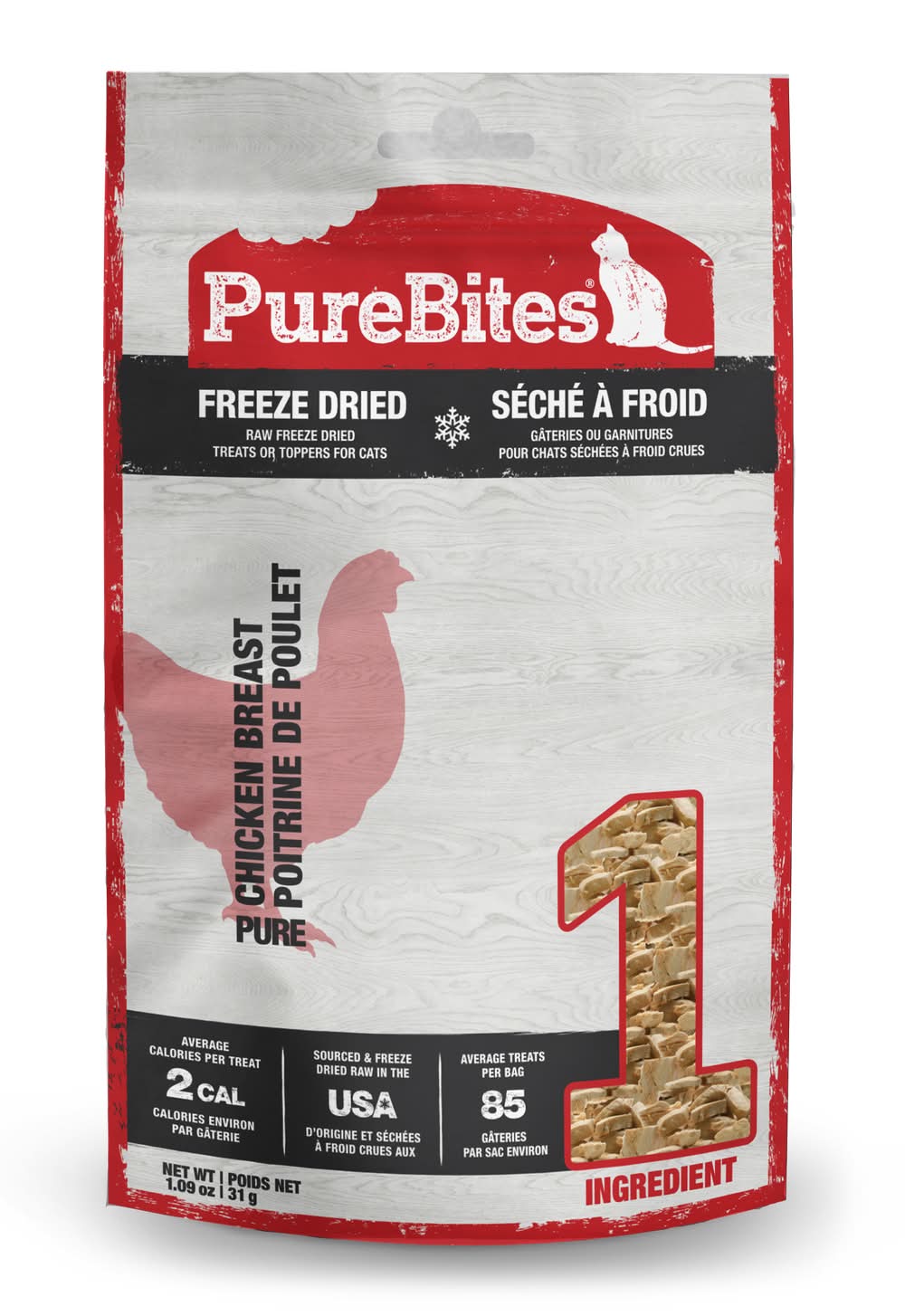 PureBites Freeze Dried Breast Cat Treats, Chicken (31 g)