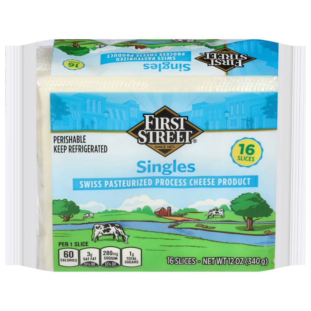 First Street Singles Swiss Cheese Slices (12 oz, 16 ct)