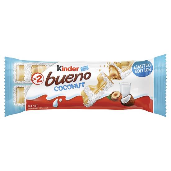 Global Food News on X: Kinder Bueno Coconut out now in France 🇫🇷 and  Austria 🇦🇹. Soon available in June 2020 also in Germany 🇩🇪  #LimitedEdition #kinderbuenococonut #kinderbueno #kinderbuenococonut2020   / X