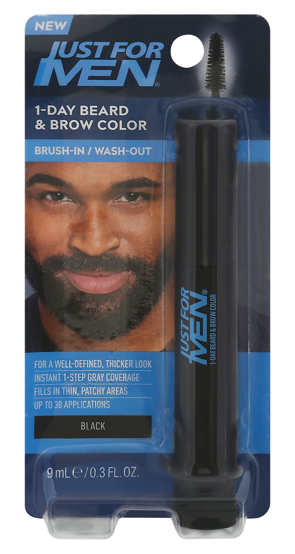 Just For Men 1-Day Beard & Brow Color Brush-In/Wash-Out (0.3 fl oz)