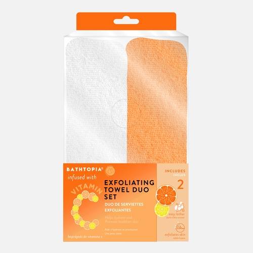 2-piece Vitamin C Infused Exfoliating Towels by Bathtopia
