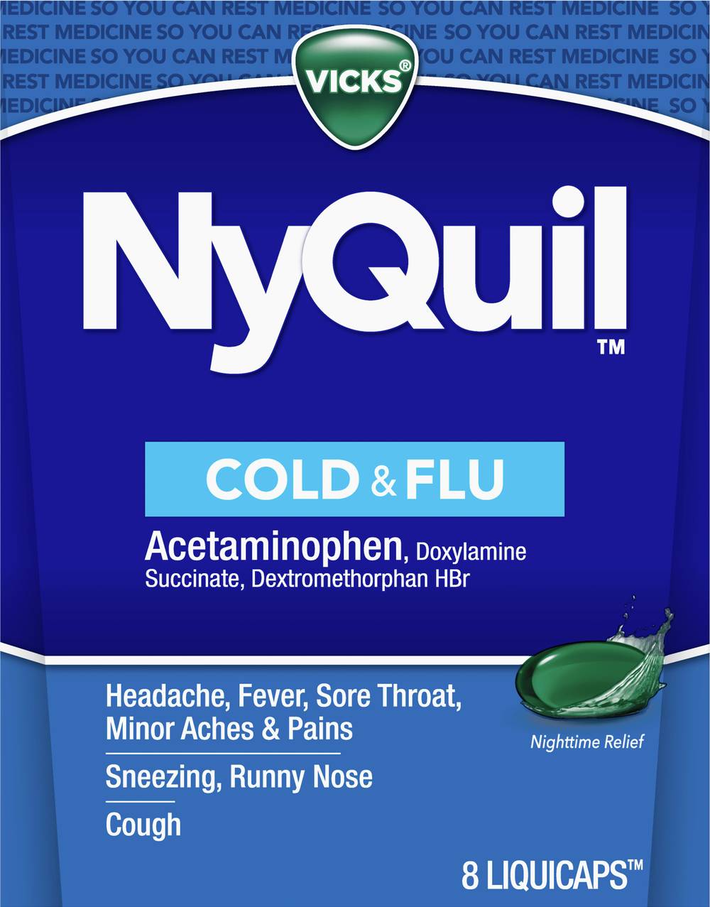 Vicks Nyquil Cold and Flu Relief Liquid Medicine (8 ct)