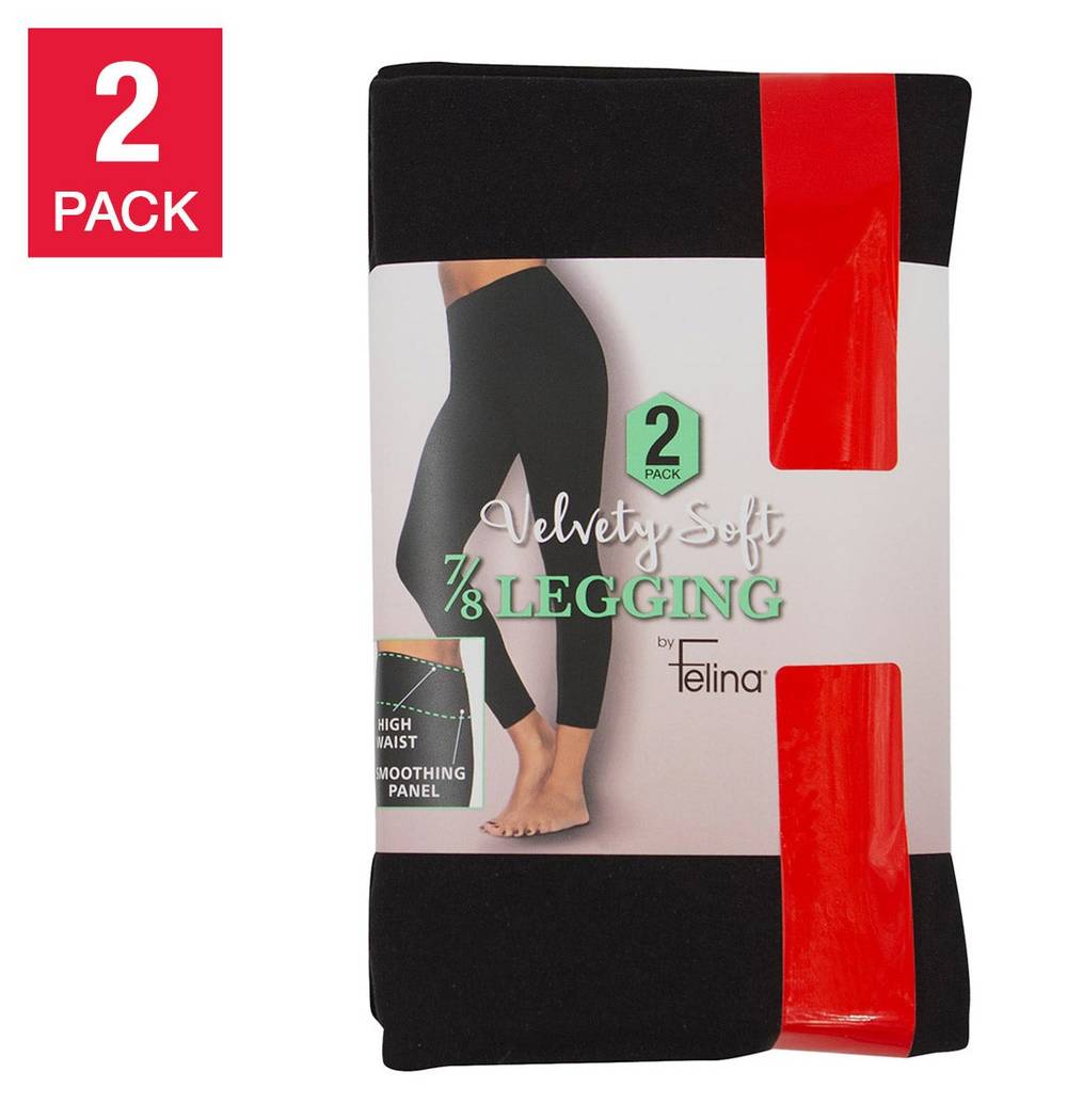 Felina Ladies' Velvety Soft Legging, 2-pack, Small