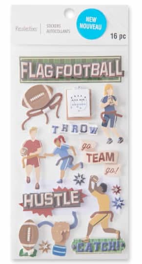 Recollections Flag Football Dimensional Stickers (16 ct)