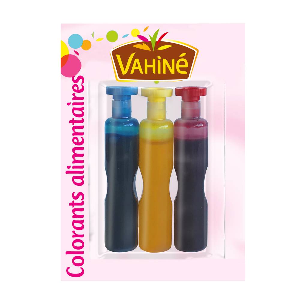 Vahiné - Colorants alimentaires (bleu - jaune - rouge)