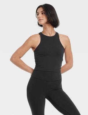 Women's Everyday Soft High Neck Cropped Support Tank Top - All In Motion™ Black S
