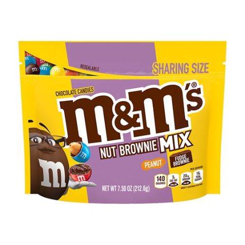 M&M's Peanut Fudge Brownie Mix Chocolate Candy, Share Size, 2.5 Oz