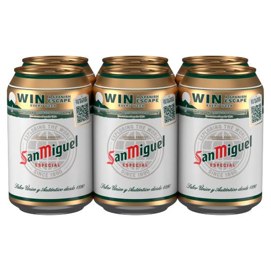 San Miguel Premium Lager Beer Cans (6ct, 330 ml)