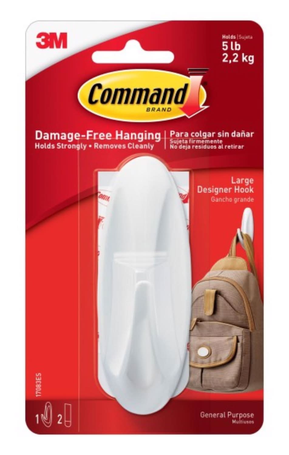 3M Command Large Plastic Designer Hooks 4.125 In. L 1 Pk