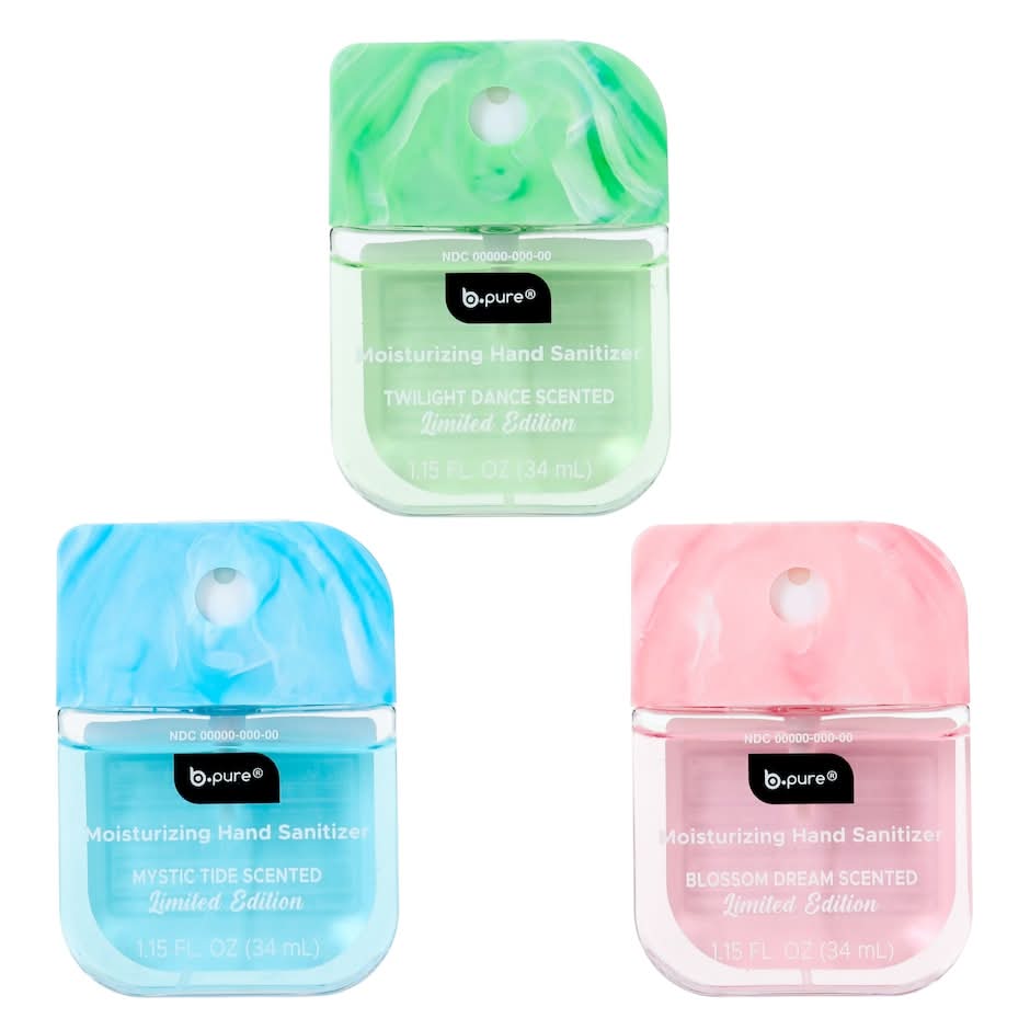 b.pure Limited Edition Moisturizing Hand Sanitizer With Marble Cap, Assorted (1.15 oz)