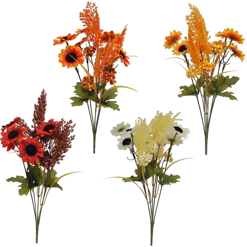 Fall-themed Artificial Floral Wheat Mix Bush, Assorted Colors, 1-ct.