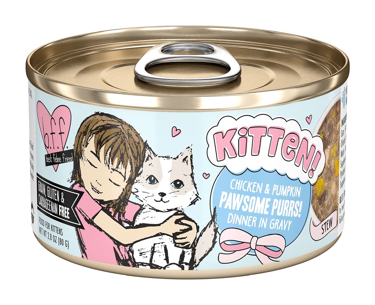 Weruva B.F.F. Kitten! Wet Cat Food - Grain Free, In Gravy, 2.8 OZ (Flavor: Chicken & Pumpkin, Size: 2.8 Oz)