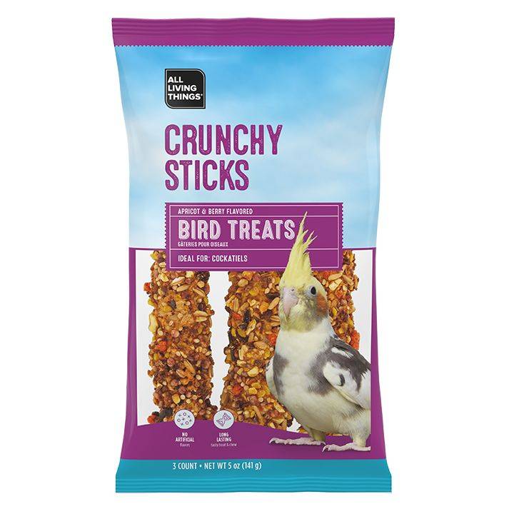 All Living Things Cockatiel Crunchy Sticks Bird Treat (apricot-berry)