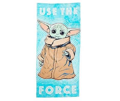 "Use the Force" The Mandalorian Blue Grogu Beach Towel