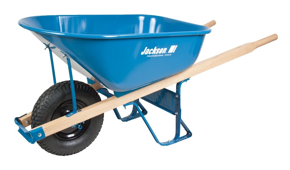 Jackson 6-cu ft 1 Wheel Steel Push Wheelbarrow Flat-Free Tire
