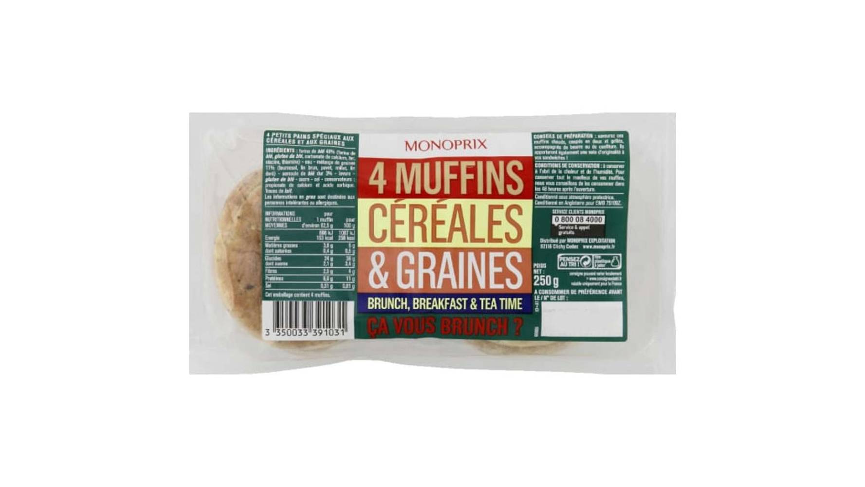 Monoprix - Muffins céréales & graines