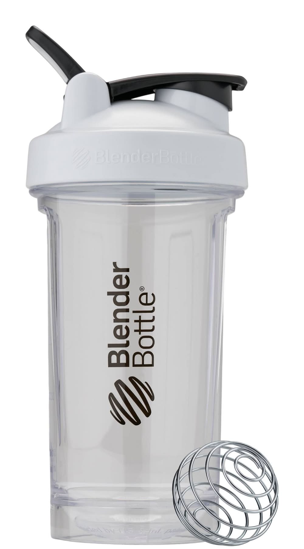 BlenderBottle Pro24 Energy and Sports Drinks Shaker 24 oz, Clear-White