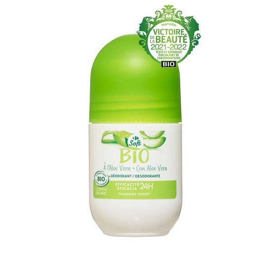 Carrefour Soft Bio - Déodorant bille 24h à l'aloe vera (50ml)