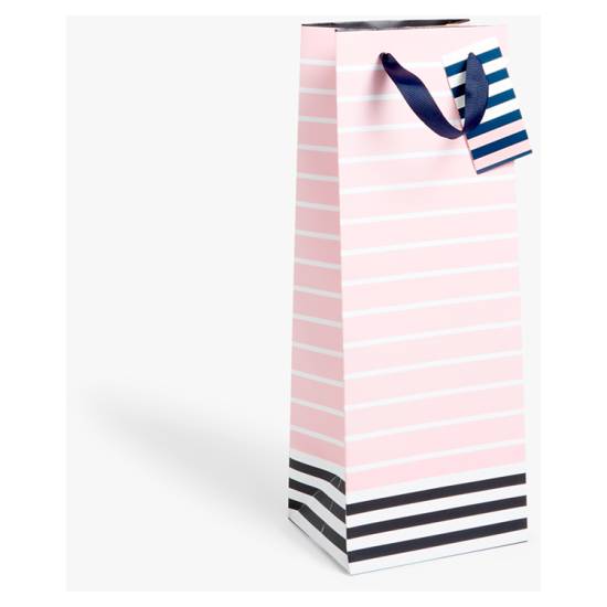 John Lewis Pink Stripe Bottle Bag