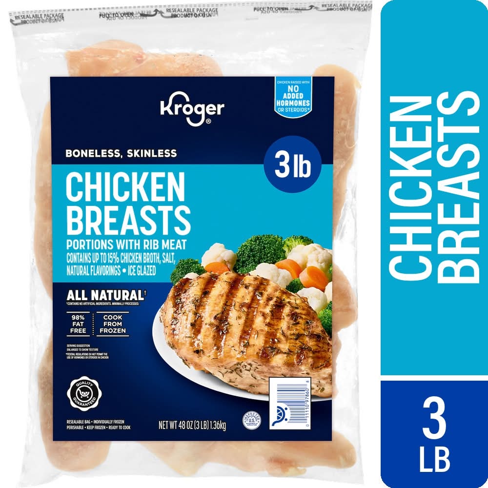 Kroger® Frozen Raw Boneless Skinless Chicken Breasts
