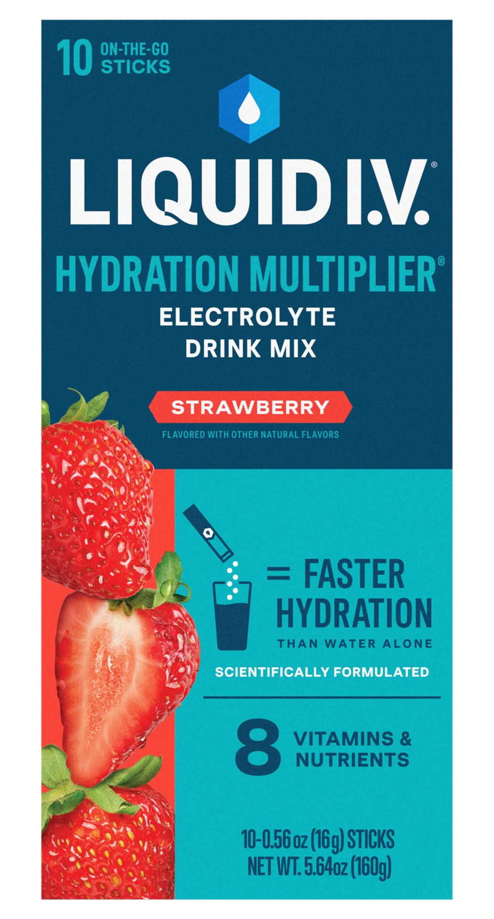 Liquid I.V. Hydration Multiplier Electrolyte Drink Mix, Strawberry (10 x 0.56 oz)